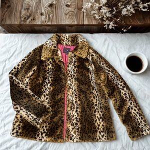 Leopard Print Faux Fur Jacket